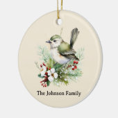 Eenvoudige Elegante Kerst Bloemen Vogel Keramisch Ornament (Links)