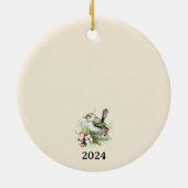 Eenvoudige Elegante Kerst Bloemen Vogel Keramisch Ornament (Achterkant)