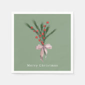 Eenvoudige elegante kerst botanische groen servet (Voorkant)