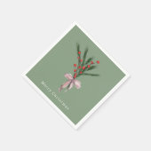 Eenvoudige elegante kerst botanische groen servet (Hoek)