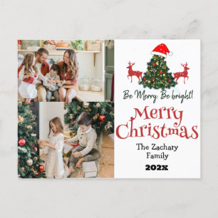 Eenvoudige elegante kerst familie foto collage feestdagenkaart
