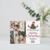 Eenvoudige elegante kerst familie foto collage feestdagenkaart (Staand voorkant)
