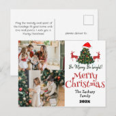 Eenvoudige elegante kerst familie foto collage feestdagenkaart (Voorkant / Achterkant)