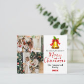 Eenvoudige elegante kerst familie foto collage feestdagenkaart (Staand voorkant)