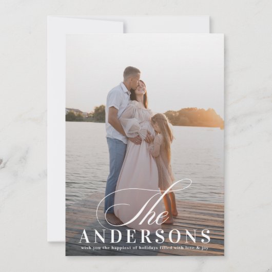 Eenvoudige & Elegante Kerst Foto Feestdagenkaart (Voorkant)