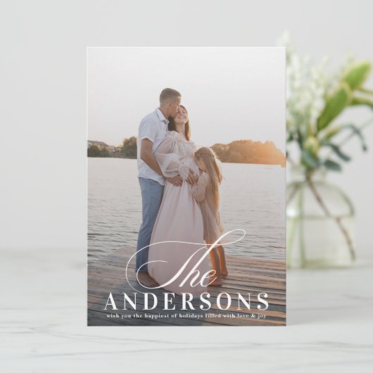 Eenvoudige & Elegante Kerst Foto Feestdagenkaart (Staand voorkant)