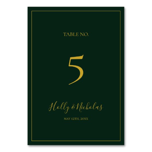 Eenvoudige elegante kerst | Groen tabelnummer Kaart (Voorkant)