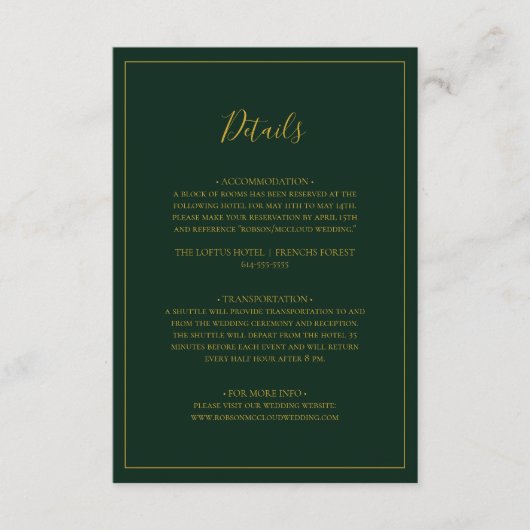 Eenvoudige elegante kerst | Groene details Informatiekaartje (Voorkant)