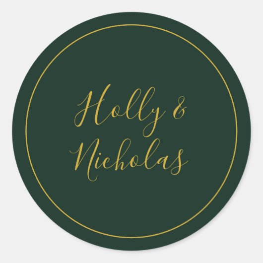 Eenvoudige elegante kerst | Groene envelopzegels Ronde Sticker (Voorkant)