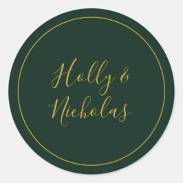 Eenvoudige elegante kerst | Groene envelopzegels Ronde Sticker
