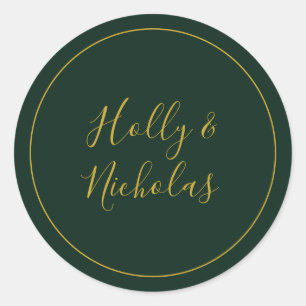 Eenvoudige elegante kerst   Groene envelopzegels Ronde Sticker