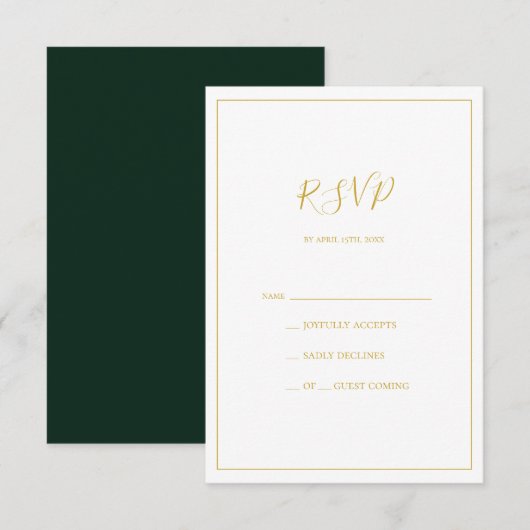 Eenvoudige elegante kerst | Groene RSVP-kaart RSVP Kaartje (Voorkant / Achterkant)