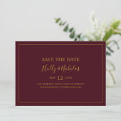 Eenvoudige elegante kerst | Horizontaal rood Save The Date (Staand voorkant)