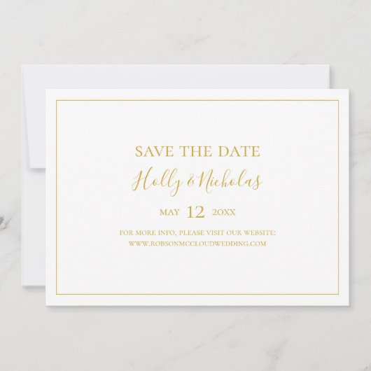 Eenvoudige elegante kerst | Horizontaal wit Save The Date (Voorkant)