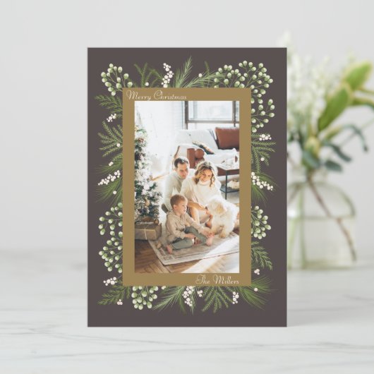 Eenvoudige elegante kerst Kaart (Staand voorkant)