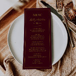 Eenvoudige elegante kerst | Menu Rood weddenschap<br><div class="desc">Deze eenvoudige elegante kerst | Rood bruiloft diner menu is perfect voor uw minimalistische moderne winter bruiloft. De klassieke gouden luxe kalligrafie, samen met de traditionele rode achtergrond, allemaal omzoomd met een minimaal lijst, is zeker om de kleurrijke vakantie vibe die u zoekt te voltooien. U kunt uw eigen foto's...</div>