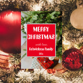 Eenvoudige elegante kerst met naam voor familie feestdagenkaart