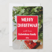 Eenvoudige elegante kerst met naam voor familie feestdagenkaart (Voorkant)