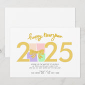 Eenvoudige elegante kerst Nieuwjaar Gift Box Bow Feestdagenkaart (Voorkant / Achterkant)