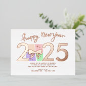 Eenvoudige elegante kerst Nieuwjaar Gift Box Bow Folie Feestdagenkaart (Staand Voorkant)