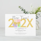 Eenvoudige elegante kerst Nieuwjaar Gift Box Bow Kaart (Staand voorkant)