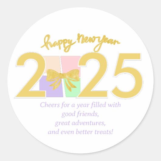 Eenvoudige elegante kerst Nieuwjaar Gift Box Bow Ronde Sticker (Voorkant)