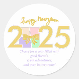 Eenvoudige elegante kerst Nieuwjaar Gift Box Bow Ronde Sticker