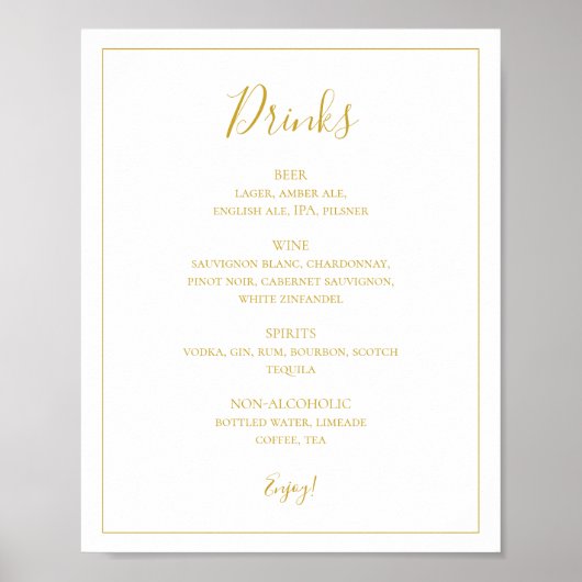 Eenvoudige elegante kerst | Onderteken menu Witte  Poster (Voorkant)