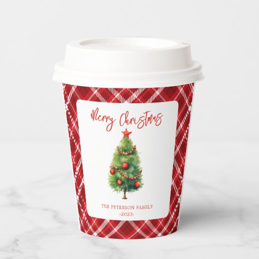 Eenvoudige elegante kerst pijnboom papieren bekers (Voorkant)