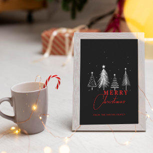 Eenvoudige Elegante Kerst Pijnboom Zwart Miniatuur Notitiekaartje