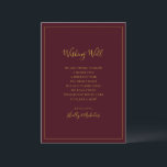 Eenvoudige elegante kerst | Red Wishing Well Card Informatiekaartje<br><div class="desc">Deze eenvoudige elegante kerst | Rode wenskaart is perfect voor uw minimalistische moderne winterbruiloft. De klassieke gouden luxe kalligrafie, samen met de traditionele rode achtergrond, allemaal omzoomd met een minimaal lijst, is zeker om de kleurrijke vakantie vibe die u zoekt te voltooien. U kunt uw eigen foto's of afbeeldingen personaliseren...</div>
