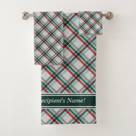 Eenvoudige Elegante Kerst Rood Groen Plaid Bad Handdoek