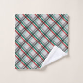 Eenvoudige Elegante Kerst Rood Groen Plaid Bad Handdoek (Wasdoekje)