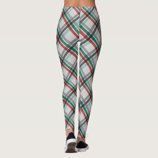 Eenvoudige Elegante Kerst Rood Groen Plaid Leggings (Achterkant)