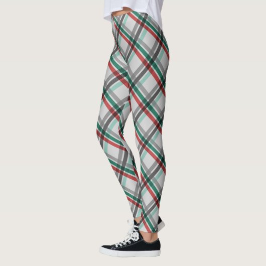 Eenvoudige Elegante Kerst Rood Groen Plaid Leggings (Links)