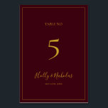 Eenvoudige elegante kerst | Rood tabelnummer Kaart<br><div class="desc">Deze eenvoudige elegante kerst | Het rode lijstaantal is perfect voor uw minimalistische moderne winterhuwelijk. De klassieke gouden luxe kalligrafie, samen met de traditionele rode achtergrond, allemaal omzoomd met een minimaal lijst, is zeker om de kleurrijke vakantie vibe die u zoekt te voltooien. U kunt uw eigen foto's of afbeeldingen...</div>