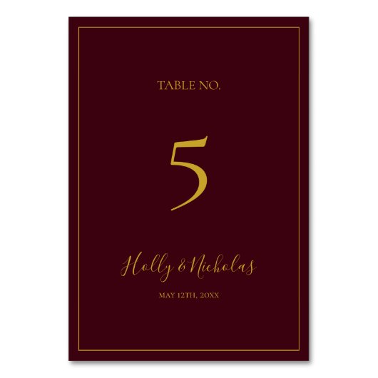 Eenvoudige elegante kerst | Rood tabelnummer Kaart (Voorkant)