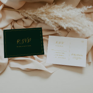 Eenvoudige elegante kerst   RSVP met groen huwelij Briefkaart