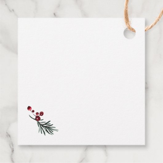 Eenvoudige elegante kerst Waterverf Botanisch Bedankjes Labels (Achterkant)