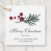 Eenvoudige elegante kerst Waterverf Botanisch Bedankjes Labels (Voorkant)