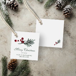 Eenvoudige elegante kerst Waterverf Botanisch Bedankjes Labels