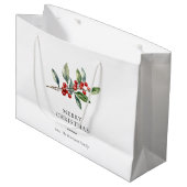 Eenvoudige elegante kerst Waterverf Botanisch Groot Cadeauzakje (Voorkant Gekanteld)