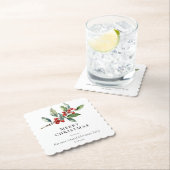 Eenvoudige elegante kerst Waterverf Botanisch Kartonnen Onderzetters (Insitu)