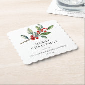 Eenvoudige elegante kerst Waterverf Botanisch Kartonnen Onderzetters (Gebogen)