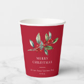 Eenvoudige elegante kerst Waterverf Botanisch Papieren Bekers (Achterkant)