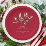 Eenvoudige elegante kerst Waterverf Botanisch Papieren Bordje<br><div class="desc">Eenvoudige Elegante Kerst Waterverf Botanical Classic papier borden beschikt over een prachtige waterverf van seizoensgebonden groen en hulstbessen,  samen met een elegant type.</div>