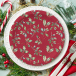 Eenvoudige elegante kerst Waterverf Botanisch Papieren Bordje<br><div class="desc">Eenvoudige Elegante Kerst Waterverf Botanical Classic papier borden beschikt over een prachtige waterverf van seizoensgebonden groen en hulstbessen,  samen met een elegant type.</div>