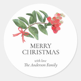 Eenvoudige elegante kerst Waterverf Botanisch Ronde Sticker