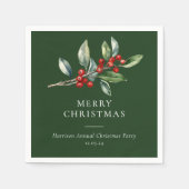 Eenvoudige elegante kerst Waterverf Botanisch Servet (Voorkant)