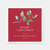 Eenvoudige elegante kerst Waterverf Botanisch Servet (Voorkant)